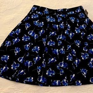 Flirty Black Skirt with Blue Floral Print